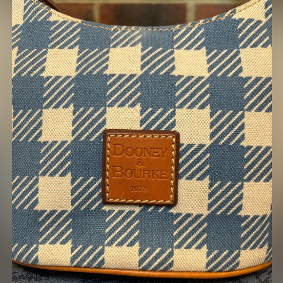 Dooney and Bourke Vintage Blue and off white checkerboard mini bucket bag - Picture 3 of 13